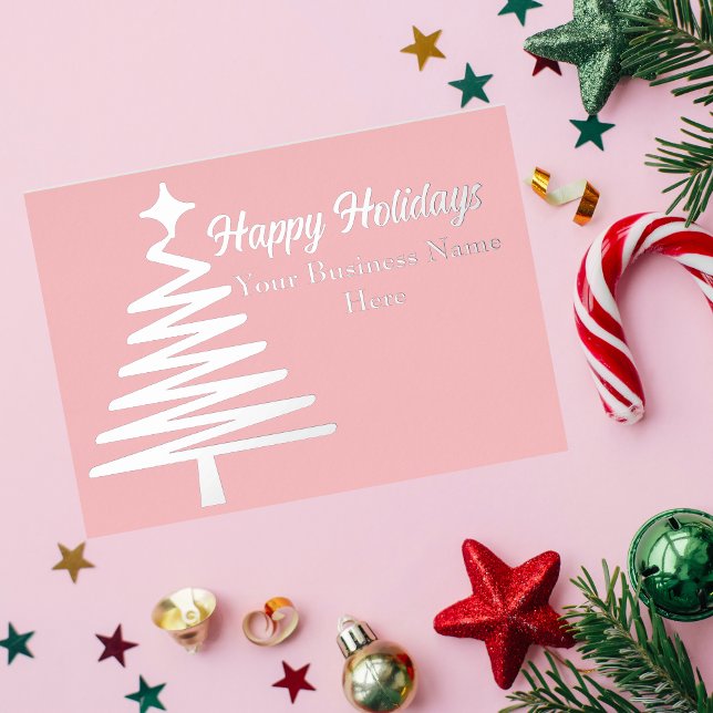 Happy Holidays Warm Pink Tree Foil Holiday Card (Creator Uploaded)