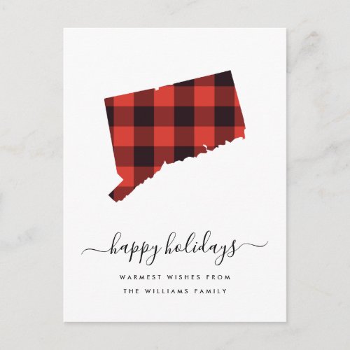 Happy Holidays  Warm Wishes Connecticut Postcard