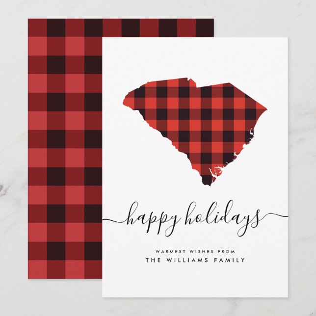 HAPPY HOLIDAYS Warm Wishes From South Carolina (Front/Back)