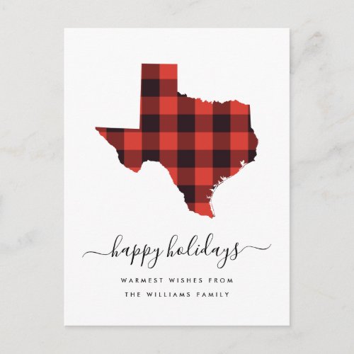 Happy Holidays  Warm Wishes From Texas Postcard