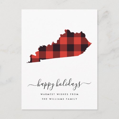 Happy Holidays  Warm Wishes Kentucky Postcard