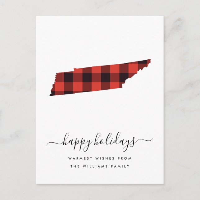 Happy Holidays | Warm Wishes Tennessee Postcard (Front)