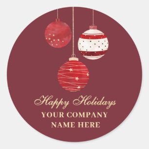 Happy Holidays Watercolor Business Classic Round Sticker