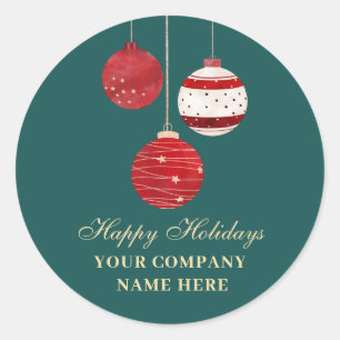 Happy Holidays Watercolor Business Classic Round Sticker