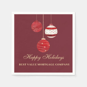 Happy Holidays Watercolor Business Napkins