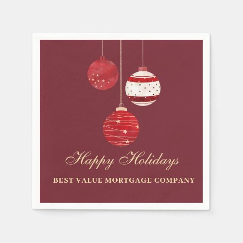Happy Holidays Watercolor Business  Napkins