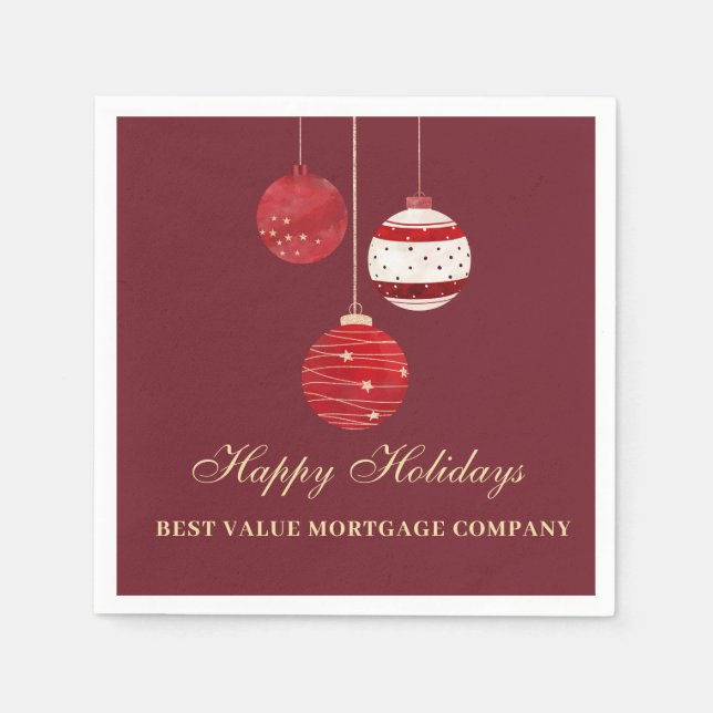 Happy Holidays Watercolor Business  Napkins (Front)