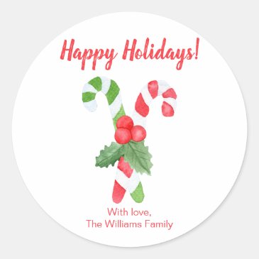 Happy Holidays | Watercolor Candy Cane Christmas