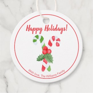 Happy Holidays | Watercolor Candy Cane Christmas