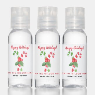 Happy Holidays | Watercolor Candy Cane Christmas
