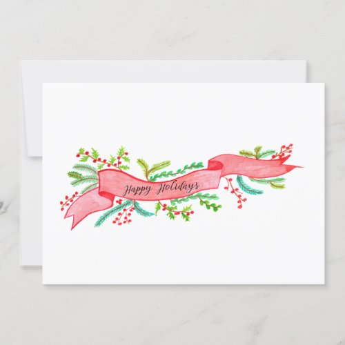 Happy Holidays watercolor Christmas banner Invitation