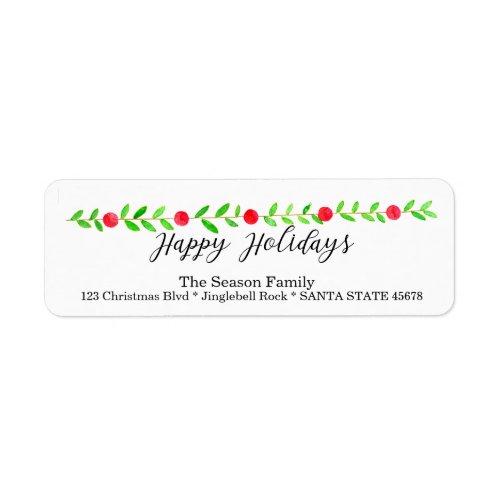 Happy Holidays watercolor Christmas banner Label