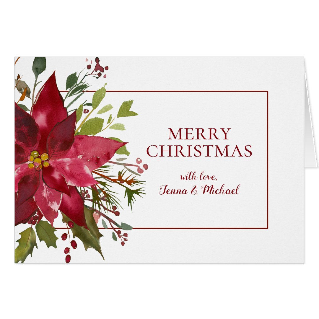 Happy Holidays | Watercolor Christmas Poinsettia | Zazzle