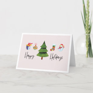 Happy Holidays Watercolor Christmas Tree Holiday Card