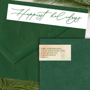 Happy Holidays Watercolor Flora Return Address Wrap Around Label