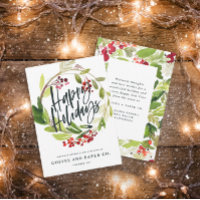 Happy Holidays watercolor floral corporate