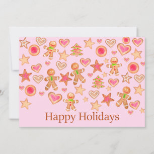 Happy Holidays watercolor gingerbread cookies Invitation