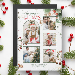 Happy Holidays Watercolor Holly Botanical 5 Photo