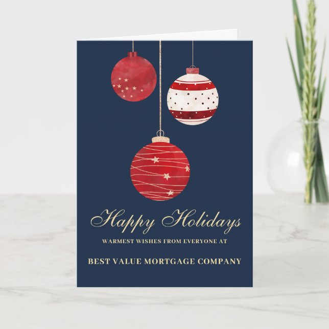 Happy Holidays Watercolor Personalized Business  Card (Front)