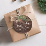 "Happy Holidays!" Watercolor Pine Christmas  Classic Round Sticker<br><div class="desc">"Happy Holidays!" Rustic,  Wood,  Watercolor Pine Christmas Classic Round Sticker.</div>