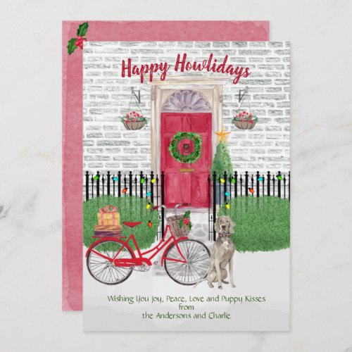 Happy Holidays Weimaraner Bicycle Red Door