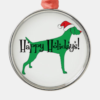 Happy Holidays Weimaraner Metal Ornament