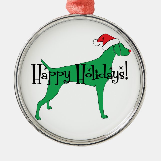 Happy Holidays Weimaraner Metal Ornament (Front)