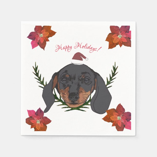 Happy Holidays Weiner Dog Napkins (Front)