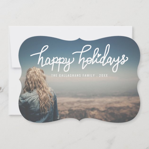 Happy Holidays White Handwritten Script | Photo Holiday Card