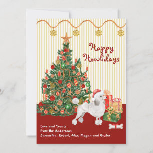 Happy Holidays White Poodle Tree Christmas Card