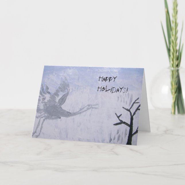 Happy Holidays Whooping Crane Holiday Card (Front)