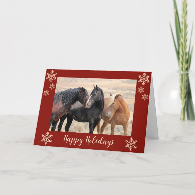 Happy Holidays Wild Horses Card (Front)