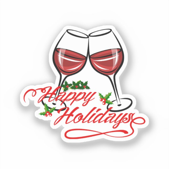 Happy Holidays Wine Sticker (Front)