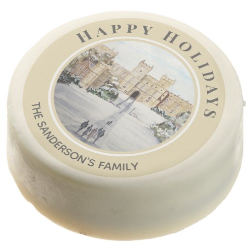 Happy Holidays Winter at Windsor Castle Painting Chocolate Covered Oreo