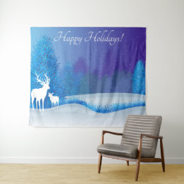 Happy Holidays Winter Backdrop Deer