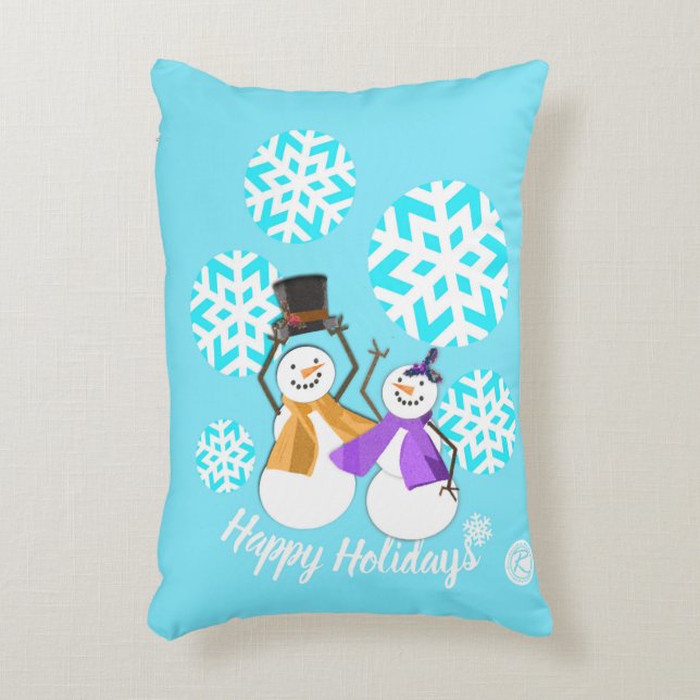 HAPPY HOLIDAYS : Winter Friends Accent Pillow (Front(Vertical))