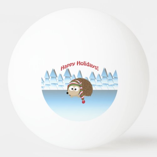 Happy Holidays Winter Hedgehog Ping Pong Ball