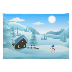 "HAPPY HOLIDAYS" WINTER LANDSCAPE PLACEMAT