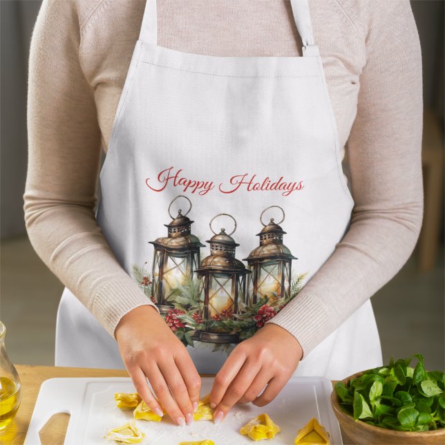 Happy Holidays Winter Lanterns Adult Apron (Creator Uploaded)