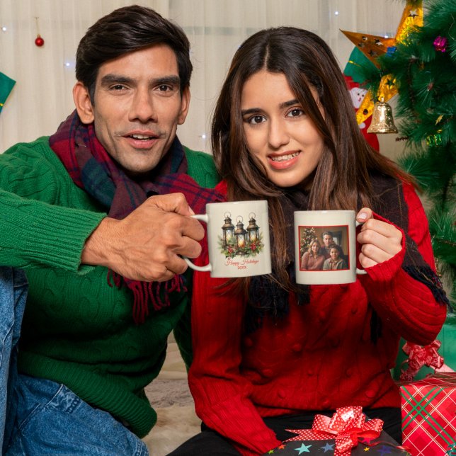 Happy Holidays Winter Lanterns Custom Photo Coffee Mug (Creator Uploaded)