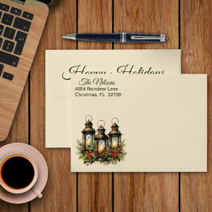 Happy Holidays Winter Lanterns Custom Preaddressed Envelope