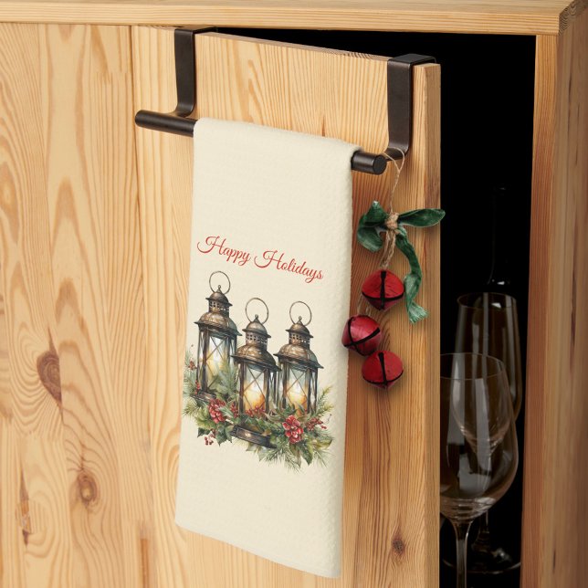 Happy Holidays Winter Lanterns Kitchen Towel (Creator Uploaded)