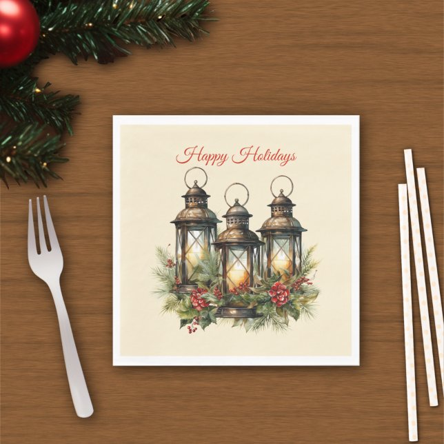Happy Holidays Winter Lanterns Napkins (Creator Uploaded)