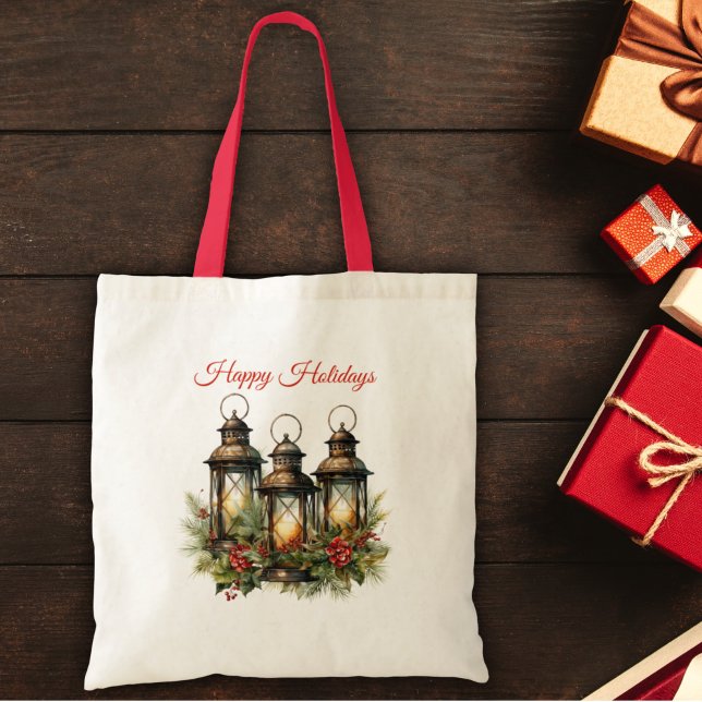 Happy Holidays Winter Lanterns Tote Bag (Creator Uploaded)