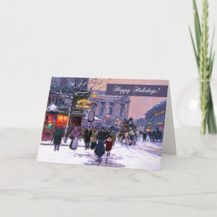 Happy Holidays. Winter Parisian Scene Holiday Card