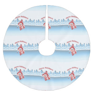 Happy Holidays! Winter Pig Brushed Polyester Tree Skirt