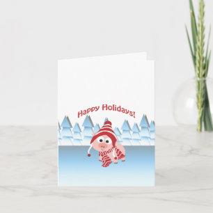 Happy Holidays Winter Pig Holiday Card