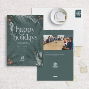 Happy Holidays Winter Pine Business Holiday Card