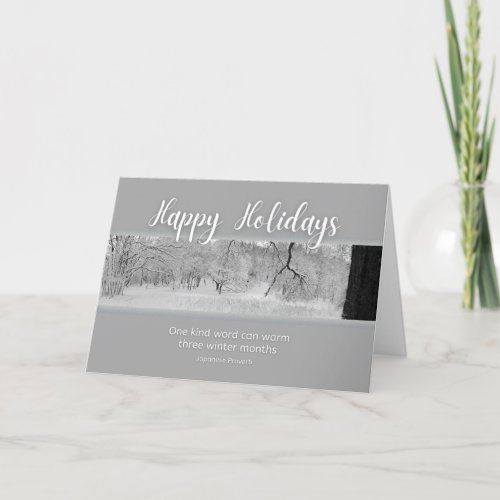 Happy Holidays Winter Scene with Winter Quote Holiday Card