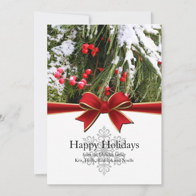 Happy Holidays Winter Snow Covered Greens Template (Front)